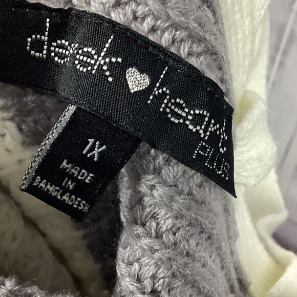 Dereck Heart Sweater Gray Cream Lace Up Back 1X - Picture 8 of 9